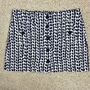 J CREW Vintage Mushroom Print Mini Skirt Navy White Size 4